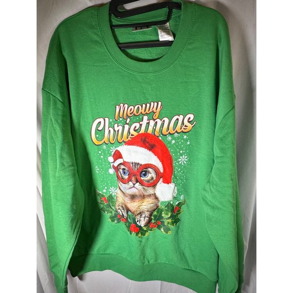 Meowy Men's Christmas Graphic Pullover Sweatshirt, Makes Noise! Size XXL, NWT - Picture 2 of 5